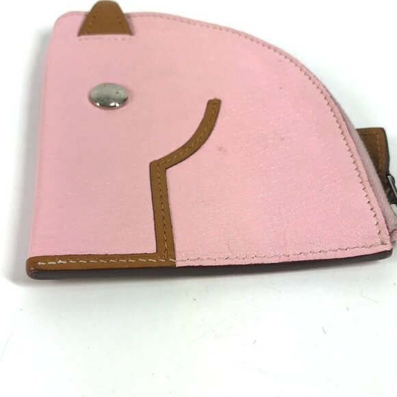 HERMES Horse Cheval Paddock Wallet Coin Compartment coin purse Chevre pink - Picture 2 of 11